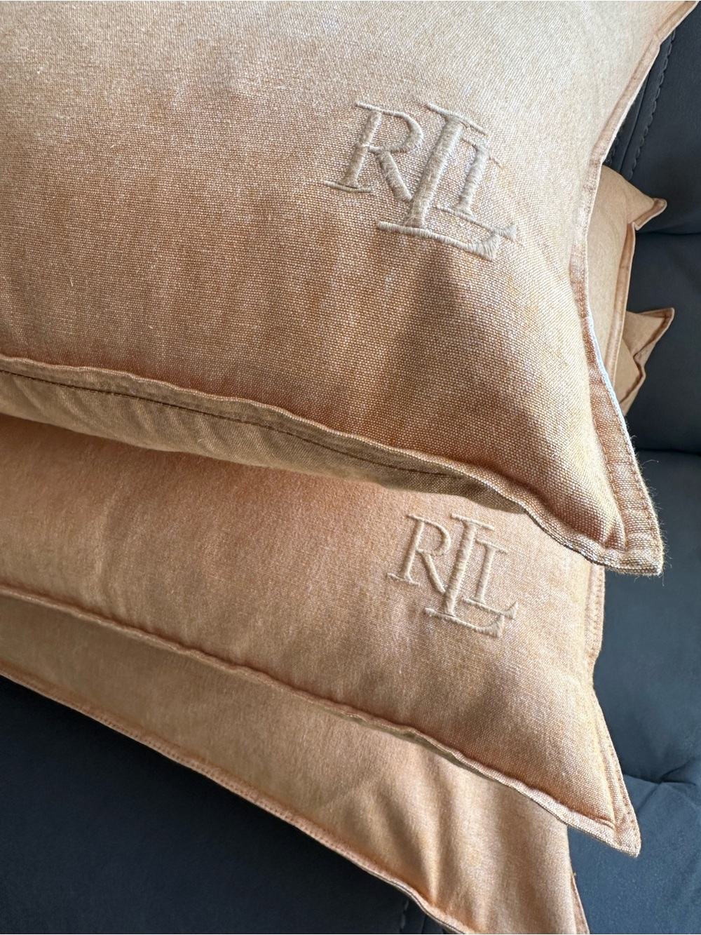 Ralph Lauren Monogrammed RLL Waterfowl Feather Square Accent Cushions (Set of 3)